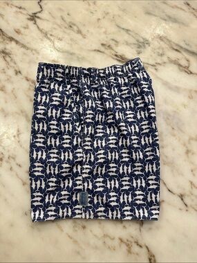 AFTCO Navy & White Marlin Print Swim Trunks